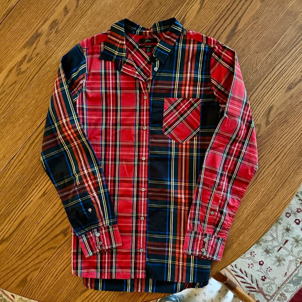 J. CREW   Women's Patchwork plaid shirt